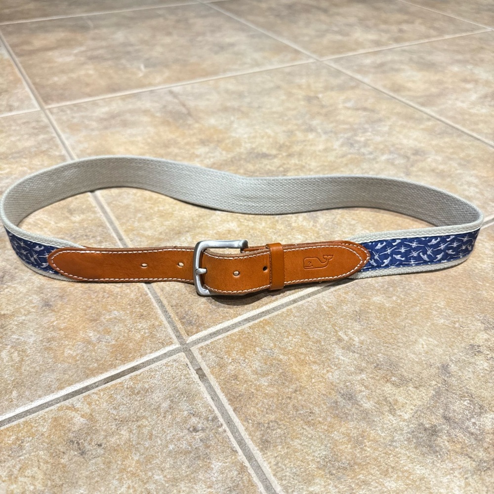 Vineyard Vines brown and blue whale belt